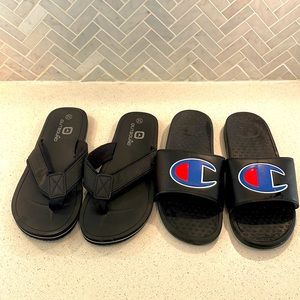 mens Size 12 *** Champion Slides and Outbound Flip flops *** 2 for 1 sale!